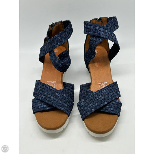 Sandals Heels Wedge By Bernie Mev In Blue, Size: 8.5