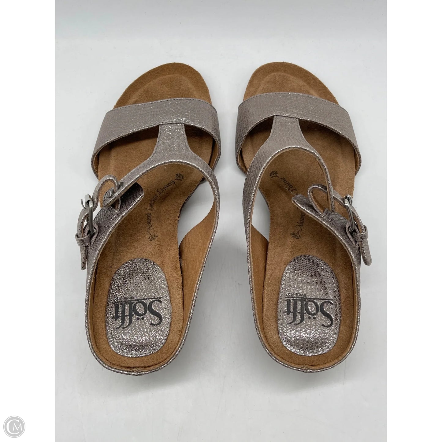 Sandals Heels Wedge By Sofft In Grey, Size: 7.5