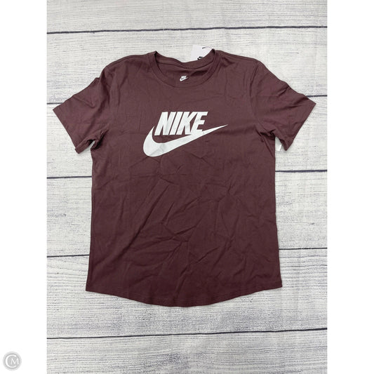 Athletic Top Short Sleeve By Nike In Brown, Size: S