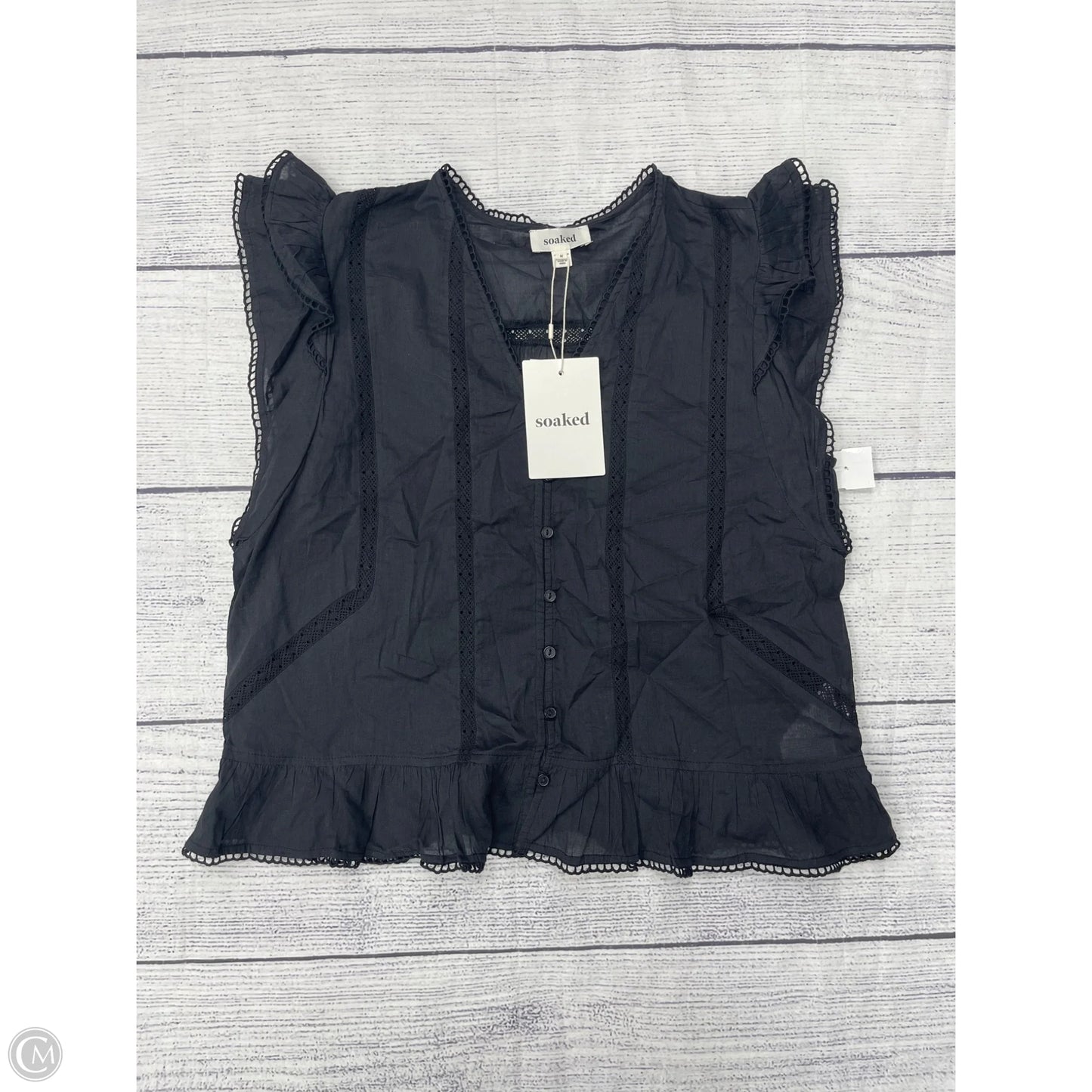 Top Short Sleeve By Clothes Mentor In Black, Size: M