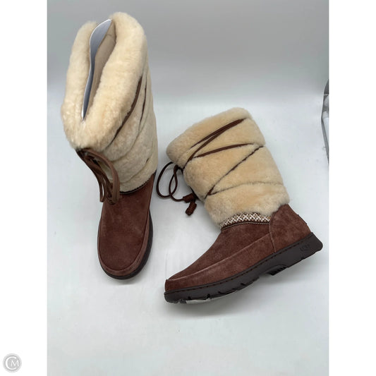 Boots Designer By Ugg In Brown & Cream, Size: 6
