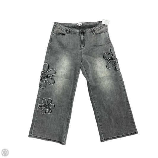 Jeans Wide Leg By Easel In Black Denim, Size: 1x