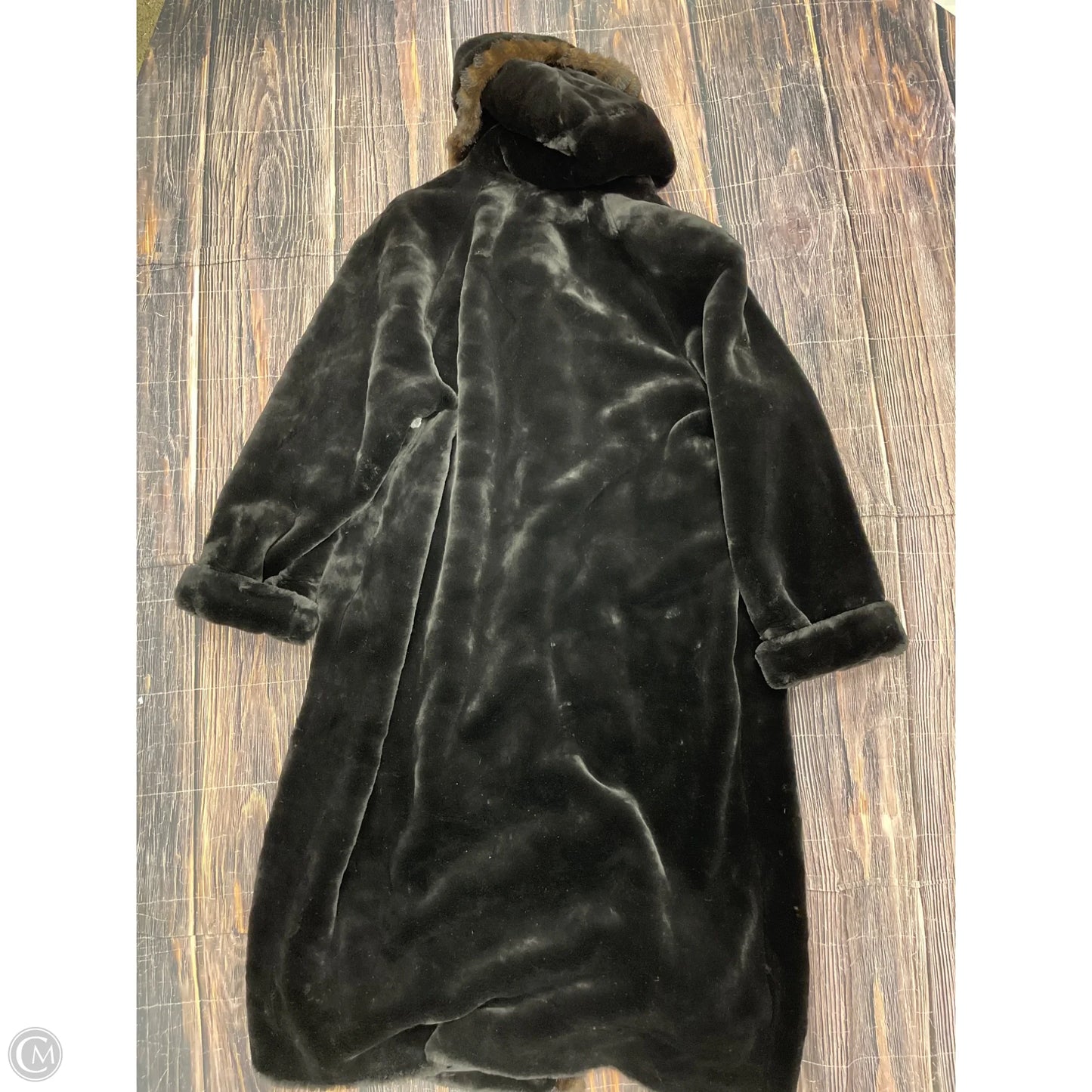 Coat Faux Fur & Sherpa By Gallery In Black & Brown, Size: 2x
