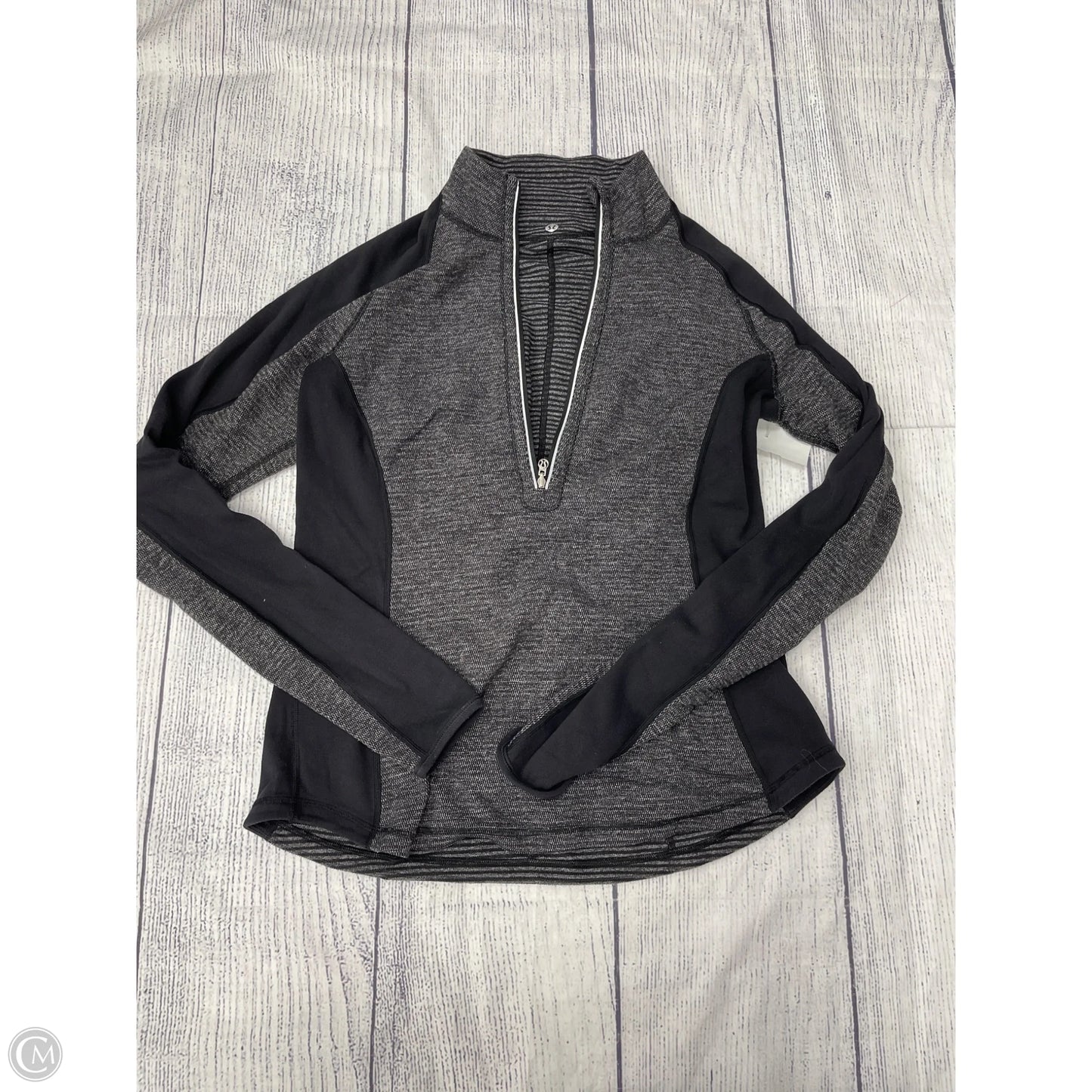 Athletic Jacket By Lululemon In Black & Grey, Size: 10