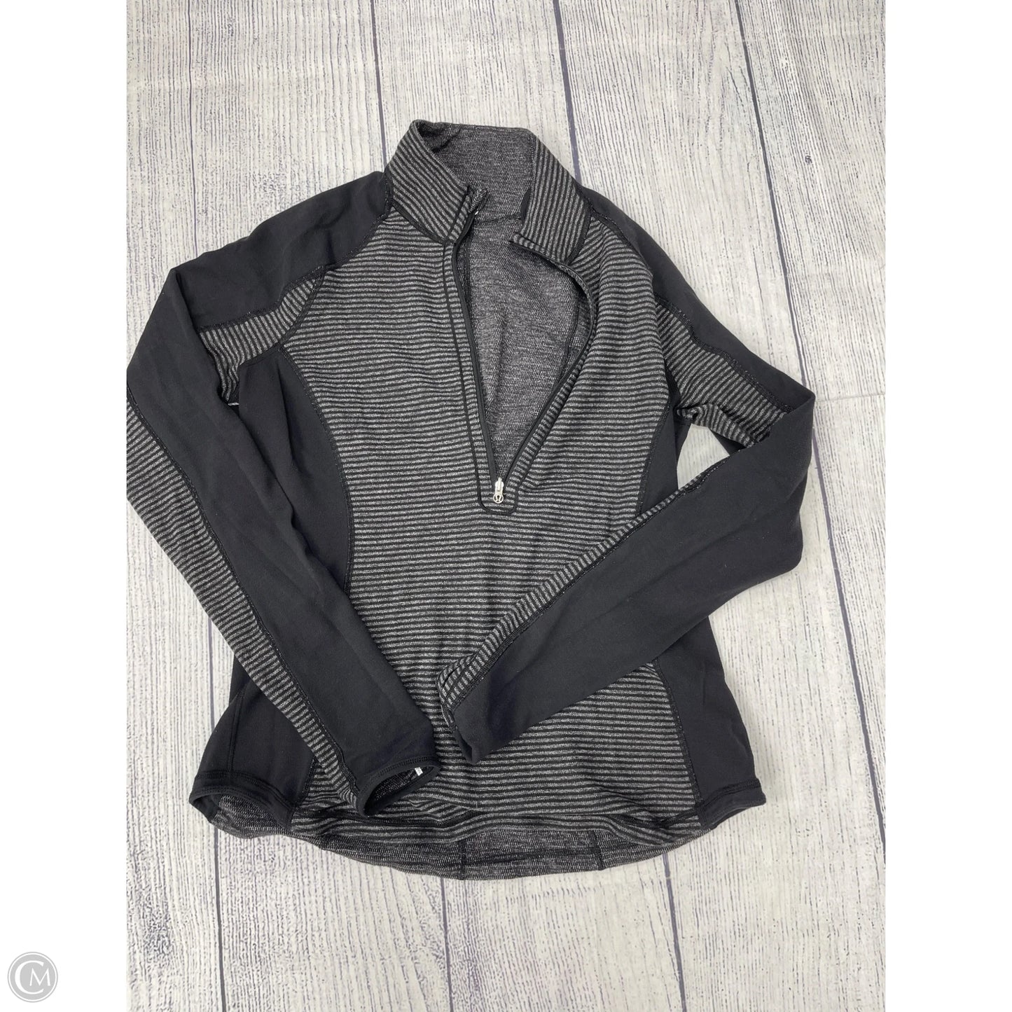 Athletic Jacket By Lululemon In Black & Grey, Size: 10