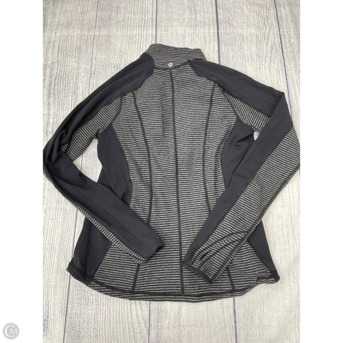 Athletic Jacket By Lululemon In Black & Grey, Size: 10
