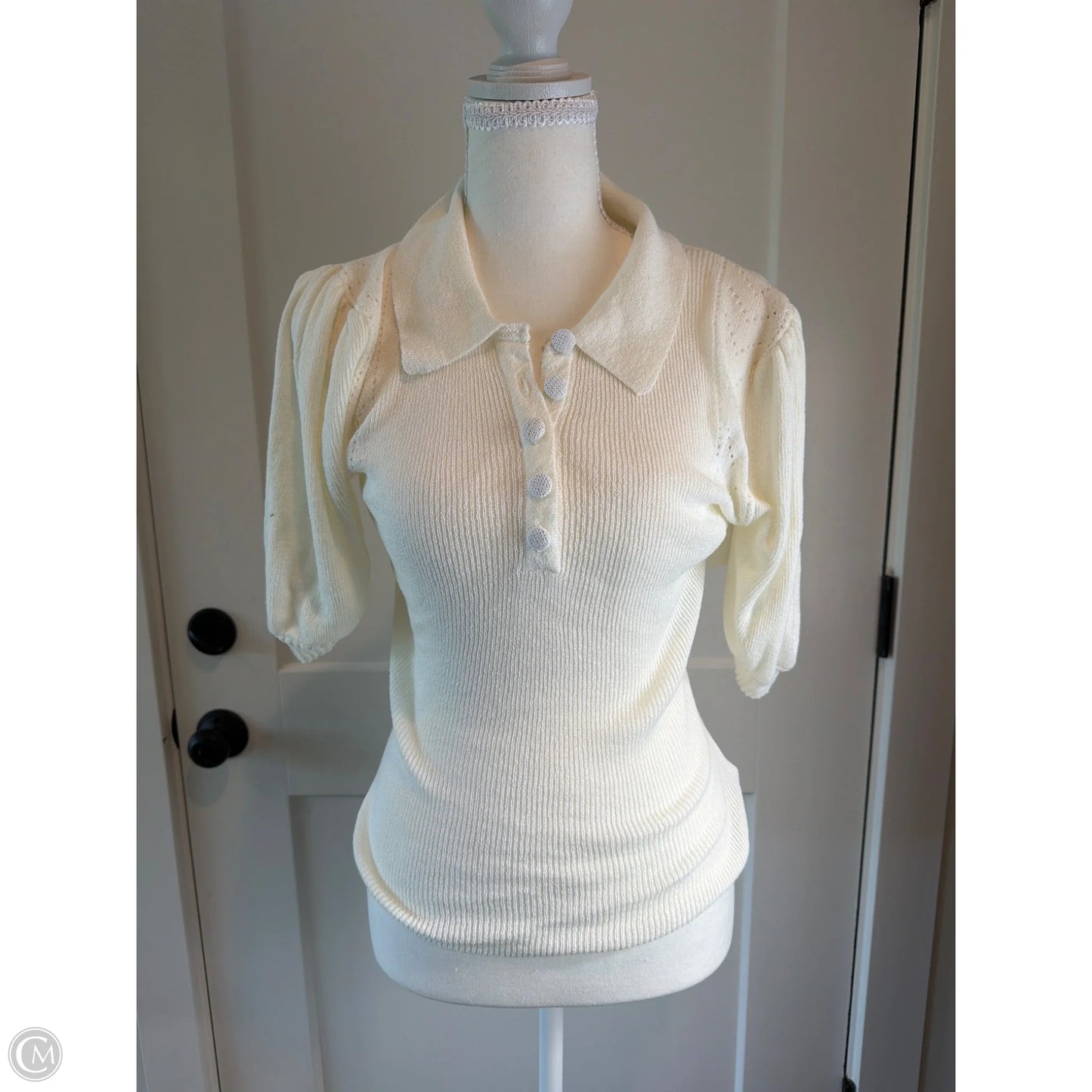 Sweater Short Sleeve By Fate In Cream, Size: S