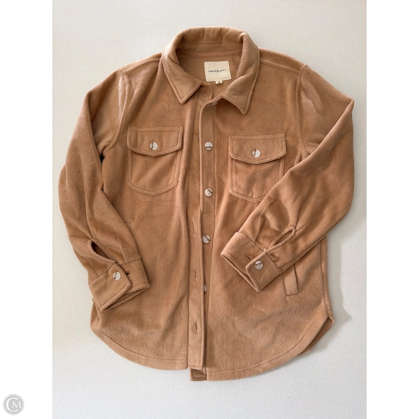 Coat Faux Fur & Sherpa By Thread And Supply In Brown, Size: S