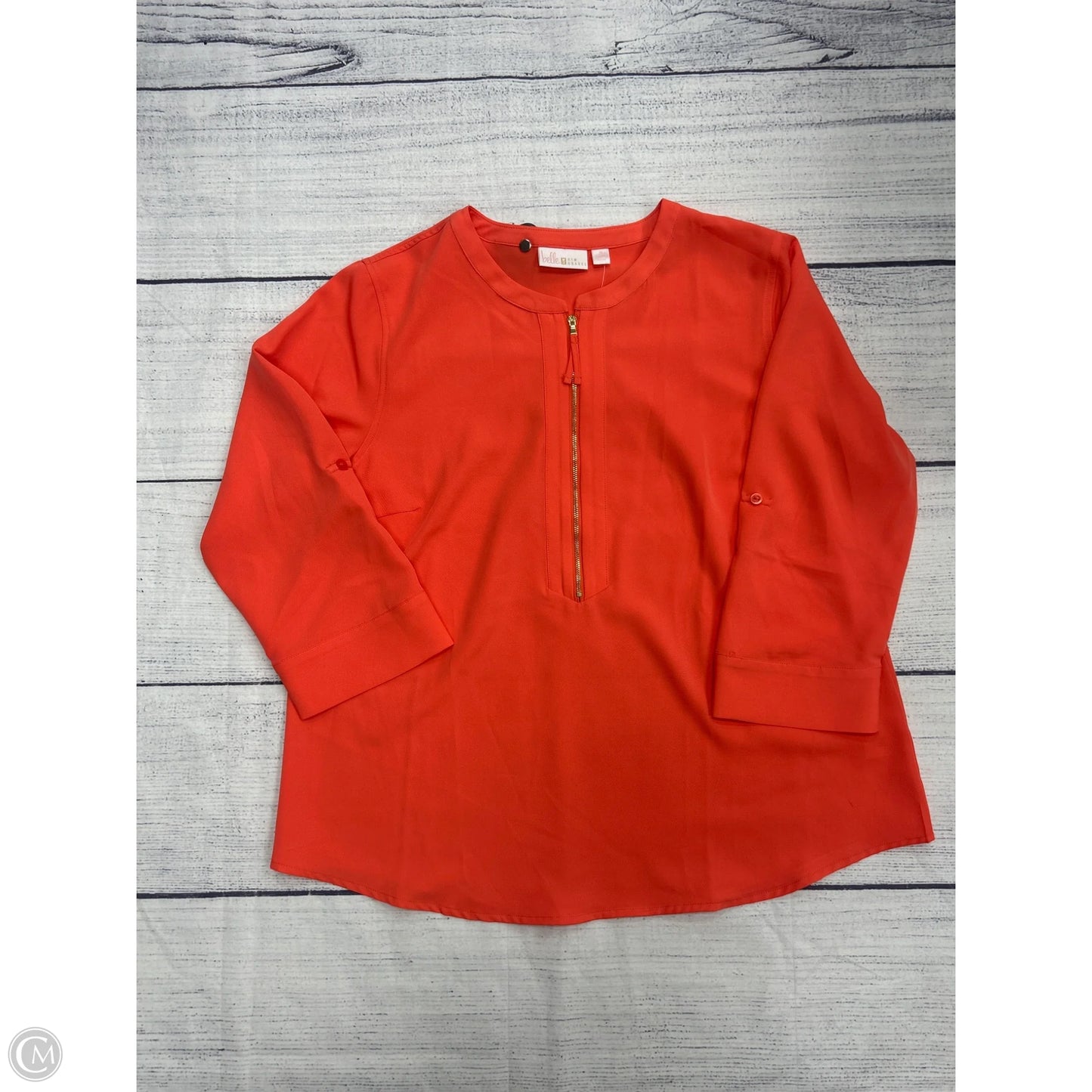 Top Long Sleeve By Belle By Kim Gravel In Orange, Size: M