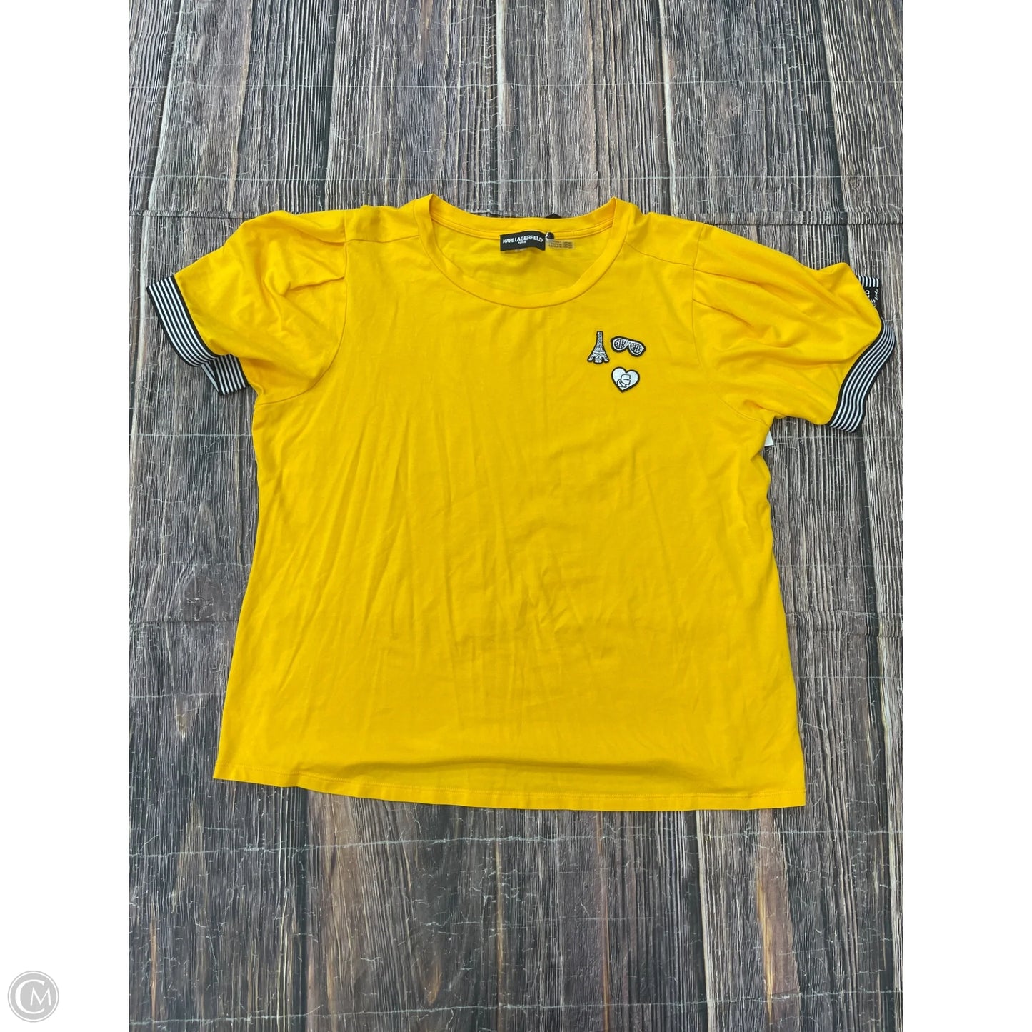 Top Short Sleeve Designer By Karl Lagerfeld In Yellow, Size: Xl