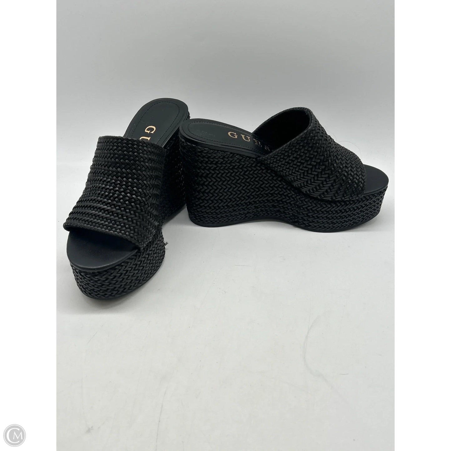 Sandals Heels Wedge By Guess In Black, Size: 5.5