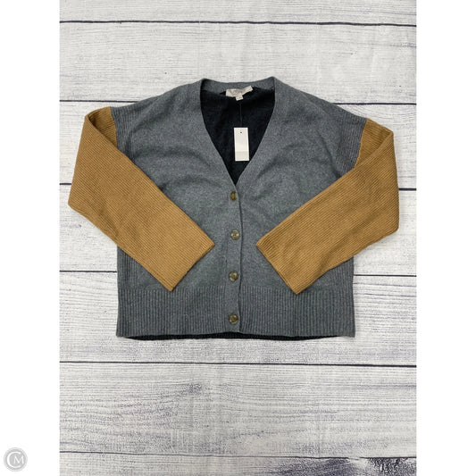 Sweater Cardigan By Loft In Grey & Tan, Size: M