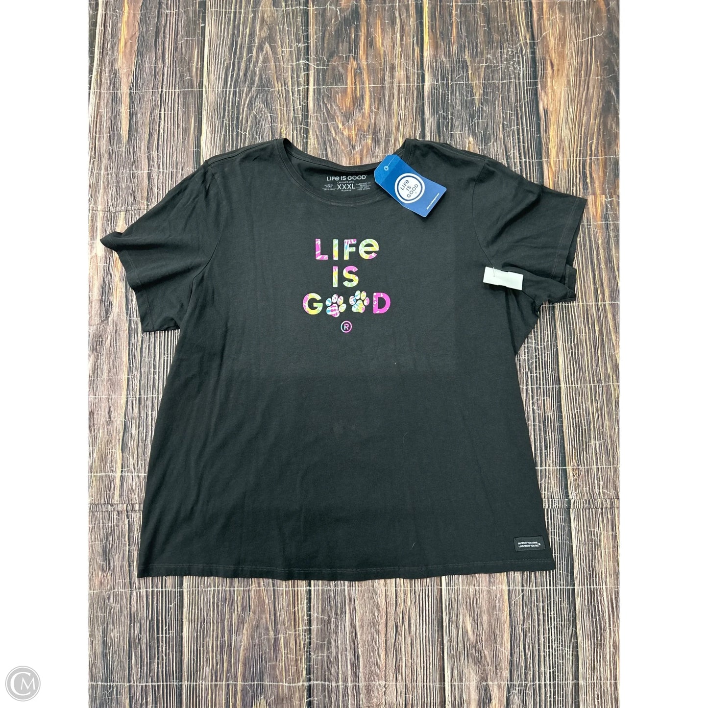 Top Short Sleeve By Life Is Good In Grey, Size: 2x