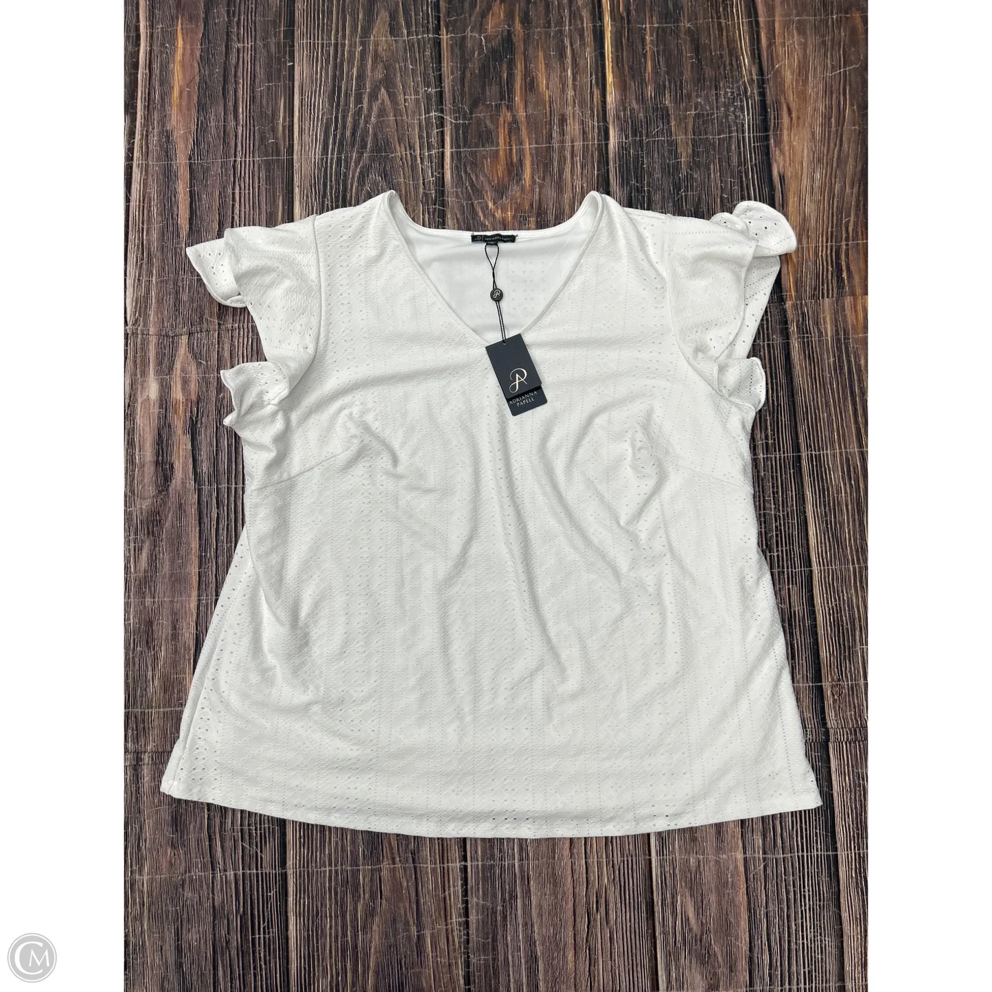Top Short Sleeve By Adrianna Papell In White, Size: 2x