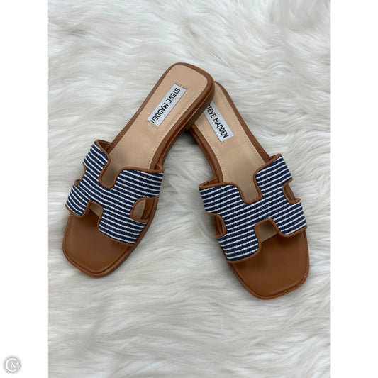 Sandals Flats By Steve Madden In Blue & Brown, Size: 6