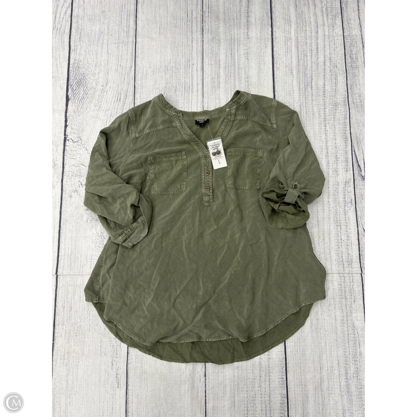 Top 3/4 Sleeve By Torrid In Green, Size: L