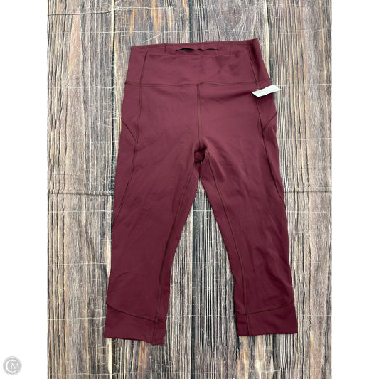 Athletic Leggings Capris By Lululemon In Red, Size: 8