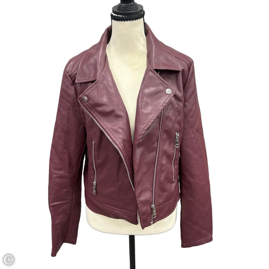 Jacket Moto By Vigoss In Maroon, Size: L