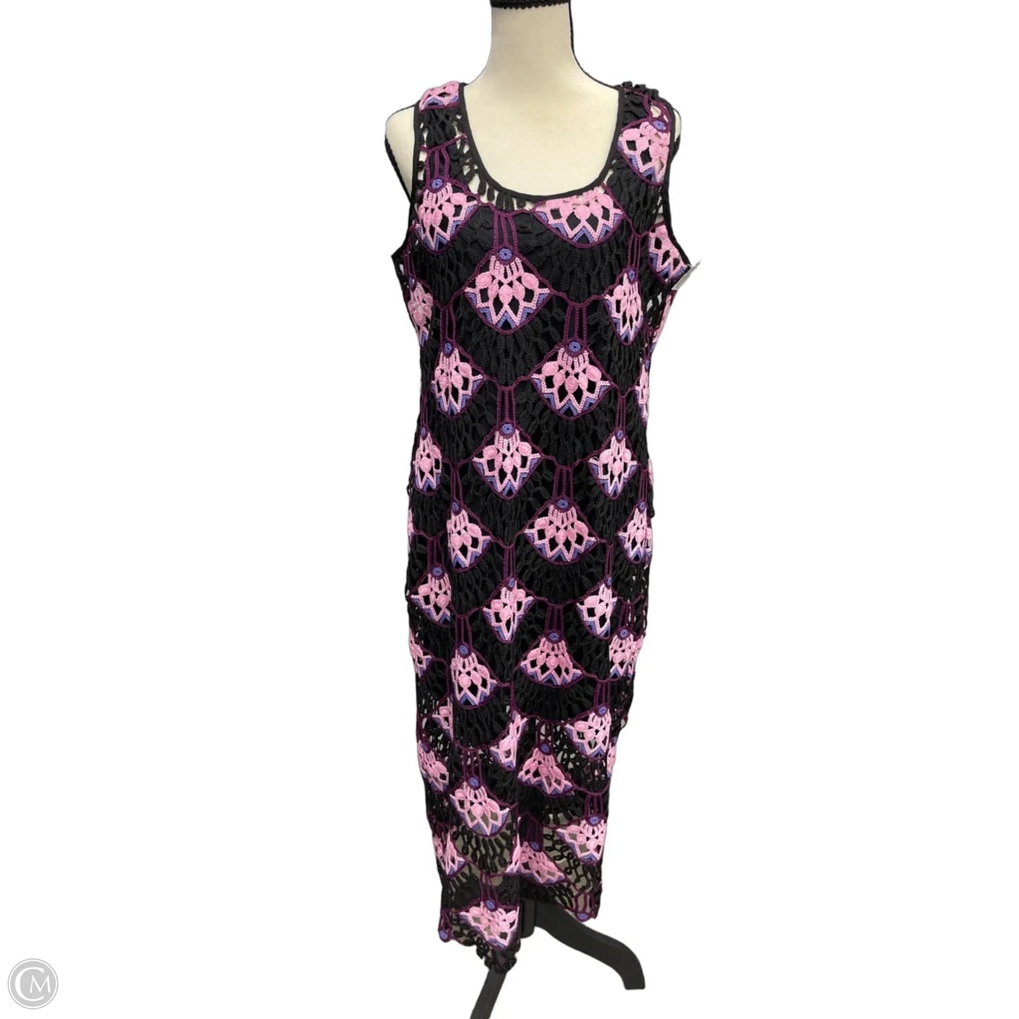 Dress Casual Midi By Delfi Collective In Black & Purple, Size: L
