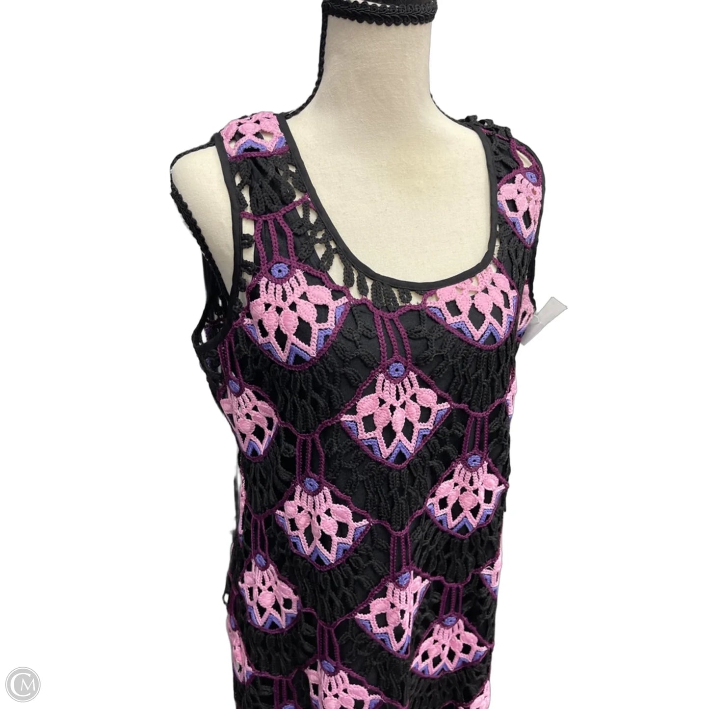 Dress Casual Midi By Delfi Collective In Black & Purple, Size: L