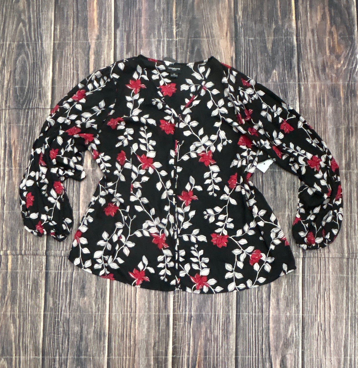 Top Long Sleeve By Liz Claiborne In Black, Size: 2x